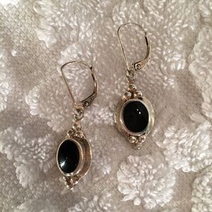 925 Silver and Onyx Drop Earrings